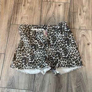 ME Makeover Essentials Leopard Print Denim Shorts - Brown & Black